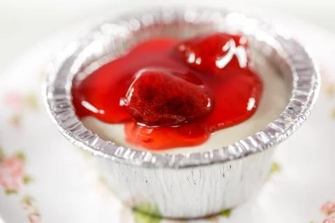 Strawberry cheese pie Stock Photos