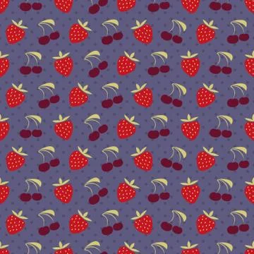Strawberry &amp; cherry pattern Stock Illustration