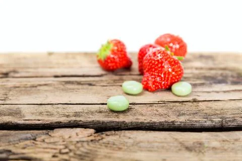 Strawberry chewing gum Stock Photos