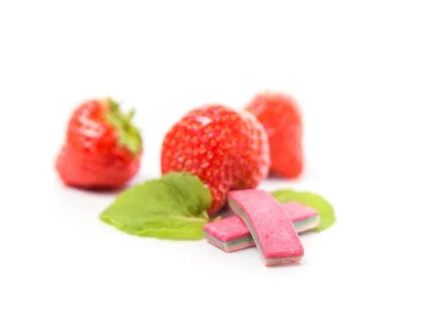 Strawberry chewing gum Stock Photos