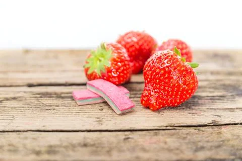 Strawberry chewing gum Stock Photos