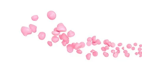 Strawberry chips fly in the air on isolated white background. Copy space 3d.. Stock Illustration
