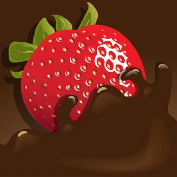 Strawberry in chocolate Stock Illustration