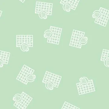 Strawberry chocolate line seamless pattern Stock Illustration