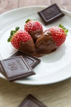 Strawberry with chocolate Stock Photos