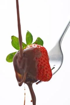 Strawberry in Chocolate  Stock Photos