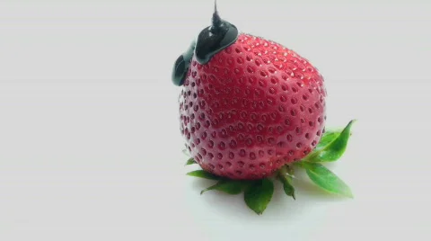 Strawberry Chocolate Sauce Stock Footage