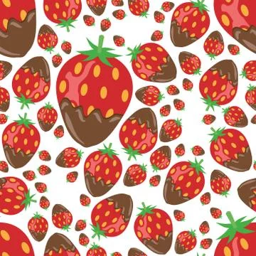 Strawberry in chocolate seamless pattern Stock Illustration