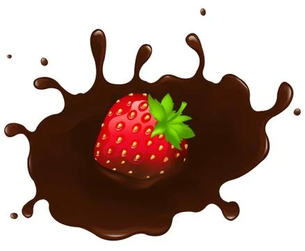 Strawberry in chocolate splash Stock Illustration