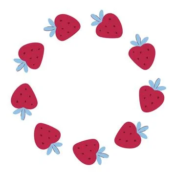 Strawberry circular frame. Berry round rim Stock Illustration