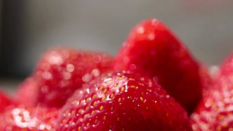 Strawberry close-up. Summer fruit. Changing focus, selected focus Stock Footage 142317075