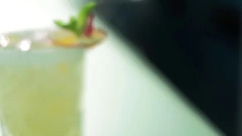 Strawberry cocktail with ice on a forward background 4k Stock Footage 77983725