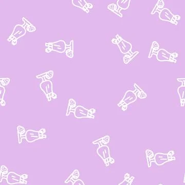 Strawberry cocktail line vector seamless pattern Stock Illustration