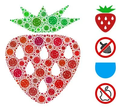 Strawberry Collage of CoronaVirus Elements Stock Illustration