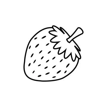 Strawberry Coloring Book Vector. Line art of Healthy Berry Black and White Stock Illustration