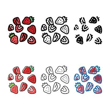 Strawberry composition color range icon vector Stock Illustration