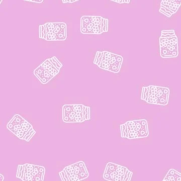 Strawberry compote line seamless pattern Stock Illustration