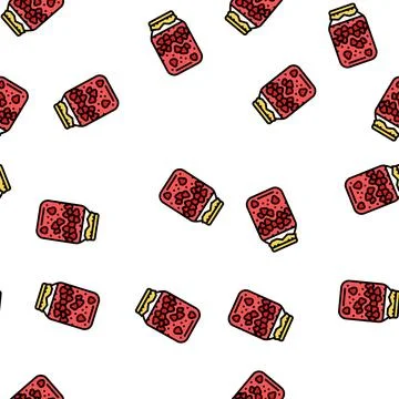 Strawberry compote vector seamless pattern Illustrazione stock