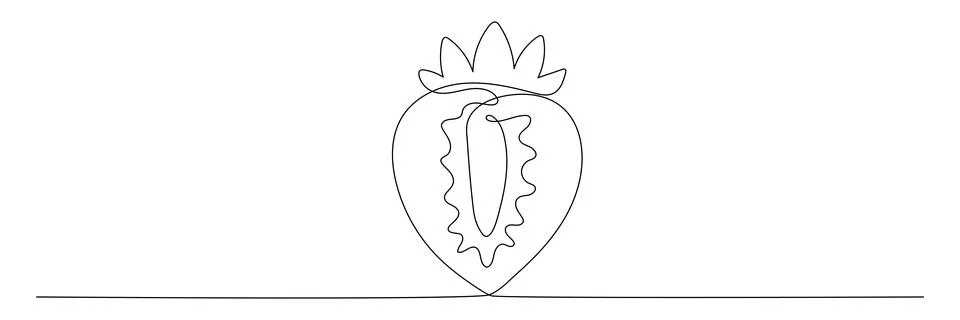 Strawberry continuous one line drawing. 스톡 일러스트