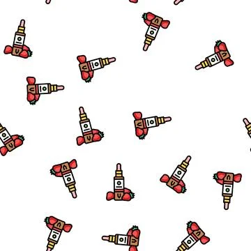 Strawberry cosmetic vector seamless pattern Stock Illustration