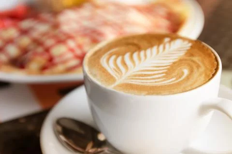 Strawberry crape cake with coffee Stock Photos