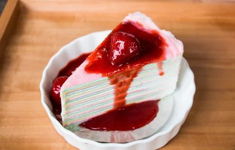 Strawberry crape cake Stock Photos