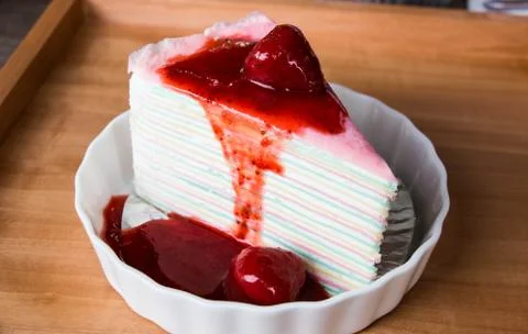 Strawberry crape cake Stock Photos