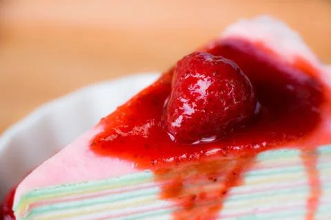 Strawberry crape cake Stock Photos