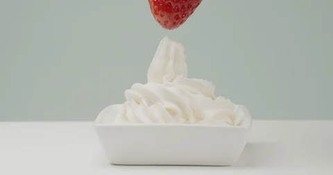 Strawberry with cream Stock Footage 127084642