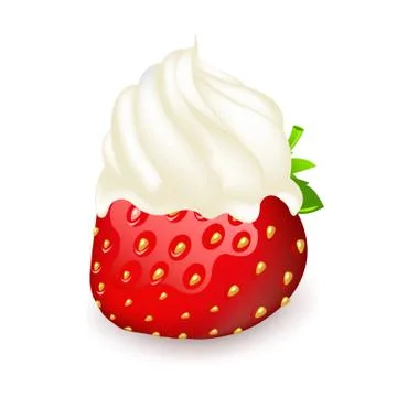 Strawberry with cream Stock Illustration