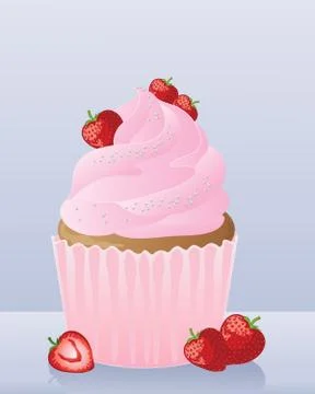 Strawberry cup cake Stock Illustration