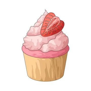 Strawberry cupcake illustration Stock Illustration