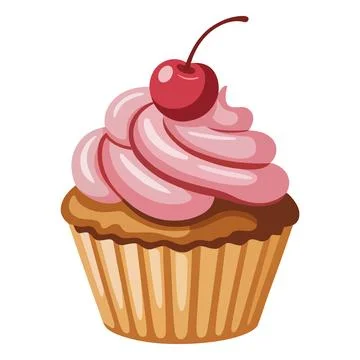 Strawberry Cupcake Vector Illustration Stock Illustration