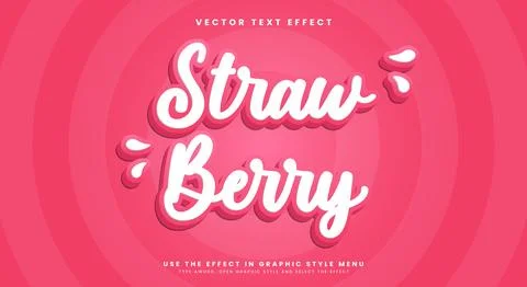 Strawberry Cute Style editable text effect Stock Illustration