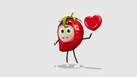 Strawberry dancing with a heart 库存影片 166749294