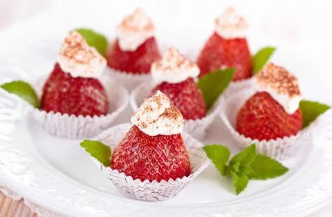 Strawberry dessert with mint. Stock Photos