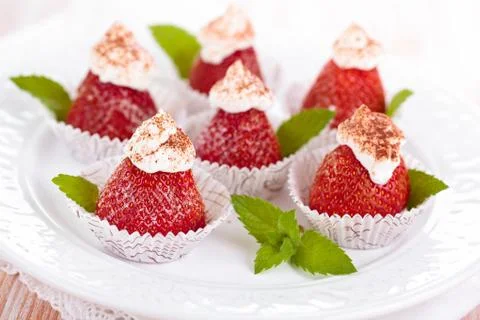 Strawberry dessert with mint. Stock Photos