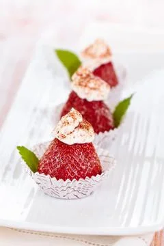 Strawberry dessert with mint. Stock Photos