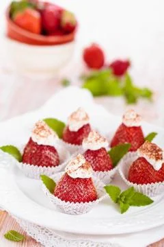 Strawberry dessert with mint. Stock Photos