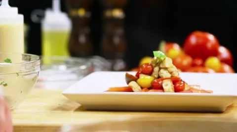 Strawberry dessert plates Stock Footage 22195207
