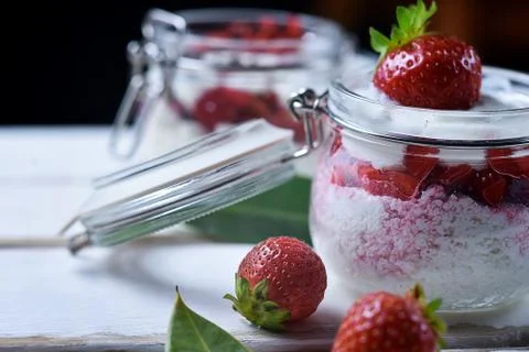 Strawberry dessert on the table Stock Photos