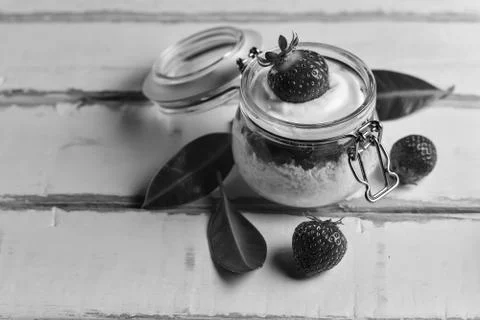 Strawberry dessert on the table Stock Photos