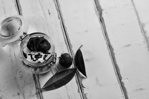 Strawberry dessert on the table Stock Photos