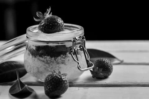 Strawberry dessert on the table Stock Photos