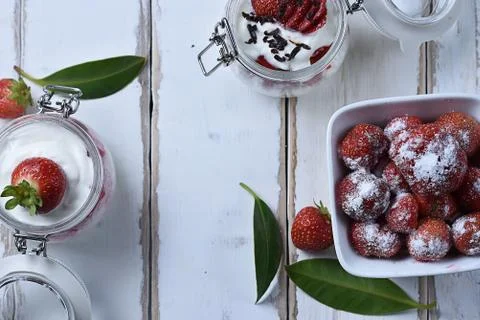 Strawberry dessert on the table Stock Photos