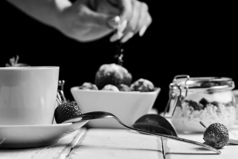 Strawberry dessert on the table Stock Photos