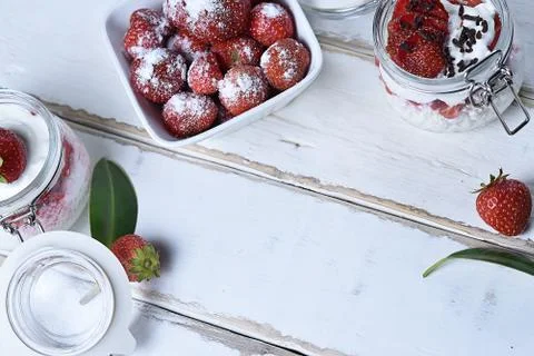 Strawberry dessert on the table Stock Photos