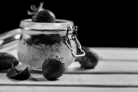 Strawberry dessert on the table Stock Photos