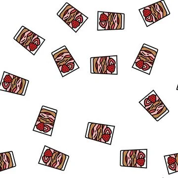 Strawberry dessert vector seamless pattern Stock Illustration