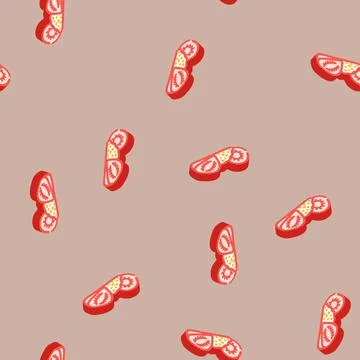 Strawberry dried fruit isometric icon seamless pattern Stock Illustration